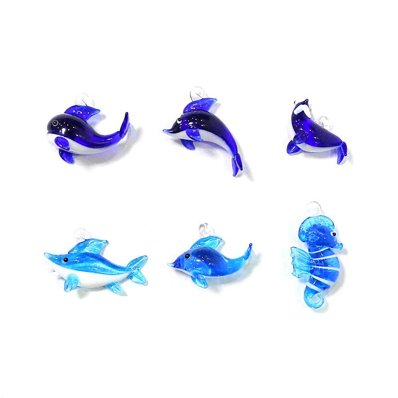 Aquarium Fish Shark - стеклянные подвески морские животные 6 штук